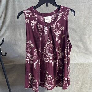 Rose & Olive Burgundy Floral Women's Top